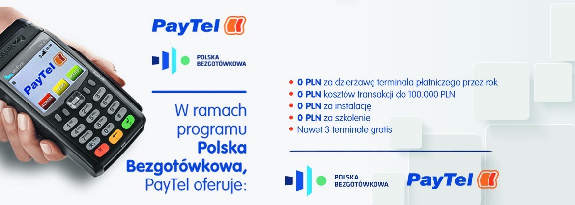 Paytel Terminal POS płatniczy do transakcji kartą Polska Bezgotówkowa
